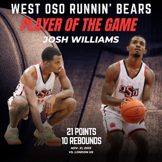 The Oso Runnin’ Bears Defeated The London Pirates 57-55. Great TEAM WIN !!! 🐻🏀