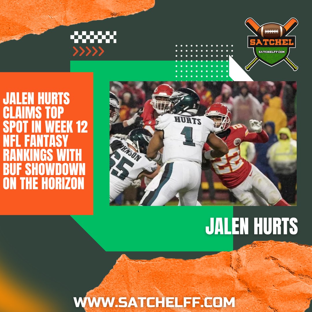 SatchelFF's tweet photo. Top 5:
1. Jalen Hurts
2. Josh Allen
3. Lamar Jackson
4. Patrick Mahomes
5. Dak Prescott

Disclaimer: All rights reserved.

#Satchelff #FantasyFootball #JalenHurts #Week12Rankings https://t.co/1aj9WDleHr