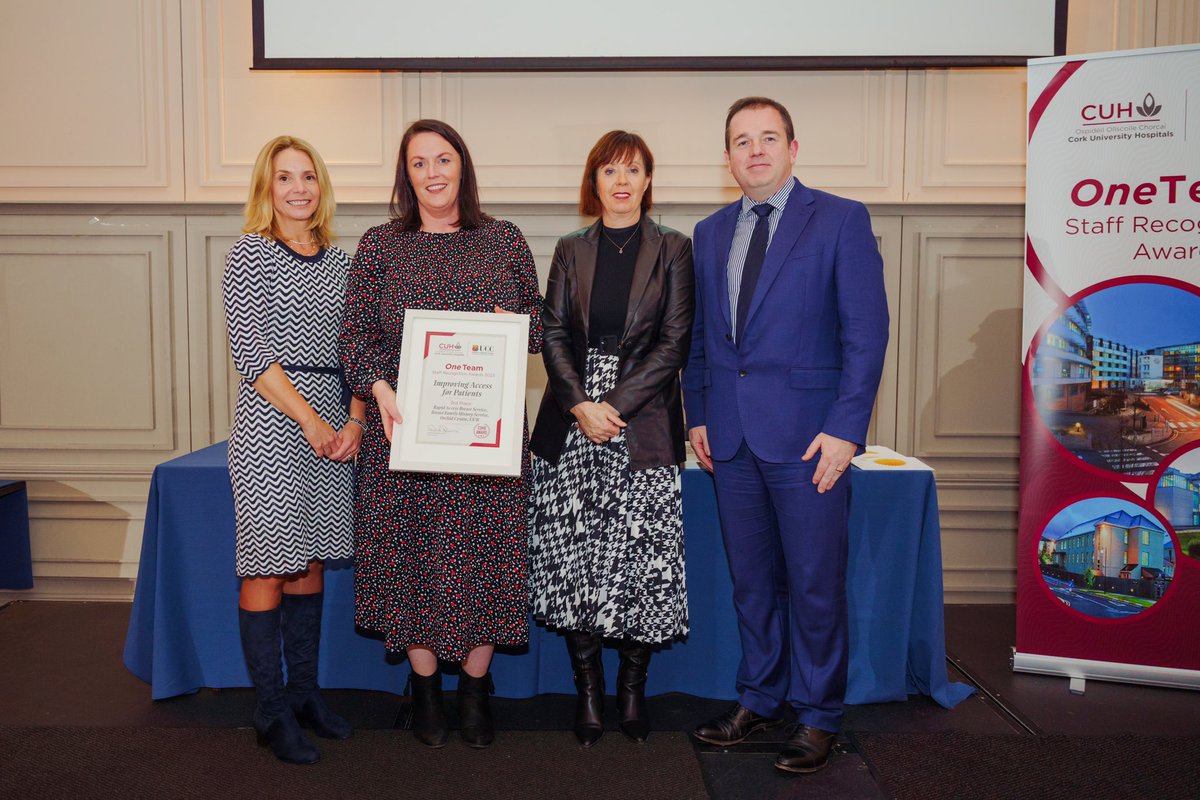 Delighted to represent the breast family history team in collecting an award at @CUH_Cork OneTeam Staff Recognition Awards for “Improving Access for Patients” through the development of the ANP Breast Family History Service @CuhANP @NMPDUCorkKerry @jane_shanahan @hseNCCP
