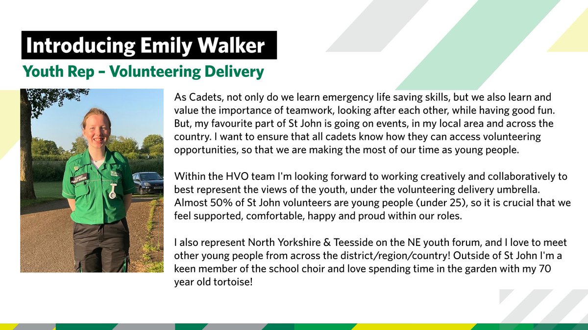 We're excited to welcome Emily to the @SJAOperations team, as our Volunteering Delivery Youth Representative. Welcome to the team, Emily 🎉