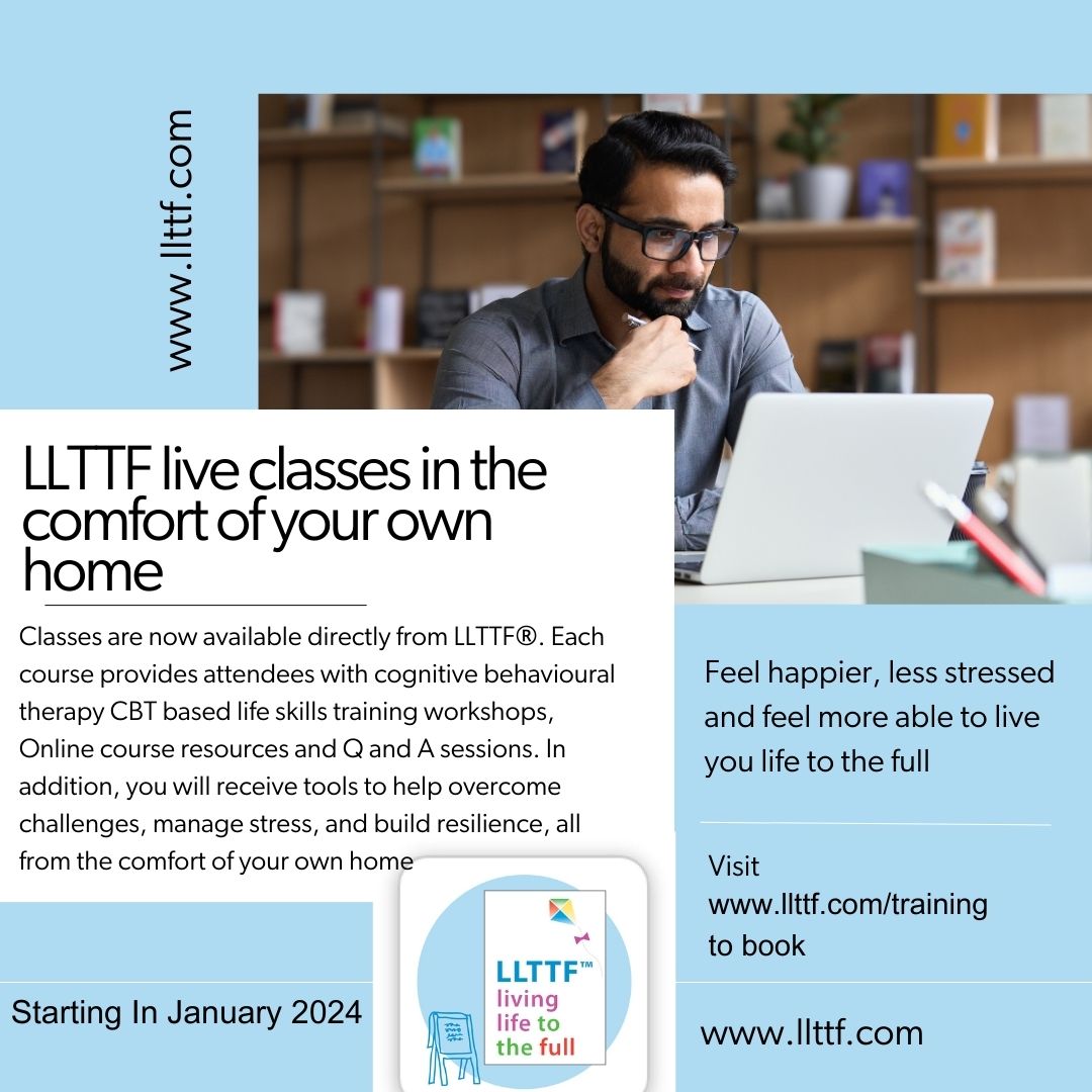 We are launching a new range of classes which are LIVE and online, led by a leading CBT practitioner, delivering LLTTF classes to you in your home! Find out more conta.cc/47s7ti4 #wellbeing #selfhelp #wellbeingsupport #wellbeinggbooks #wellbeingcourse #onlinecourse #LLTTF