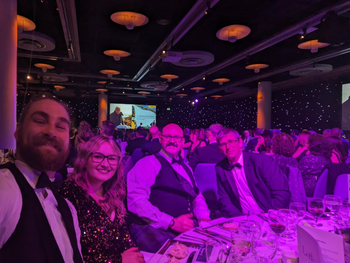 Here we are all smartly dressed at the #NatureOfScotland Awards. Extremely proud to be a part of the Capercaillie / Diversionary Feeding project led by PhD student @Jackbamberzool1 which has been nominated for the Conservation Science Award! 🤞