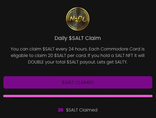 HELDiWanKenHODL's tweet photo. 🚨 PSA: Don't forget to claim your $SALT 👇

🧂: https://t.co/fm1Ceohk2t

@W3YachtClub #FreeSALT #HTS #LetsGetSalty https://t.co/5D9gAzj2IC