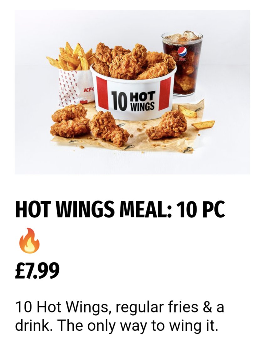 tomfteach's tweet image. Errr @ubereats_uk @KFC_UKI  this is a mistake right?

My wife ordered a 10PC Hot Wings Meal for £9.99 (on app)

Except the actual *hot wings* never arrived.

She only got a £2.99 refund.

Totally unreasonable.

I&apos;m assuming this is an error, and look forward to you fixing it.