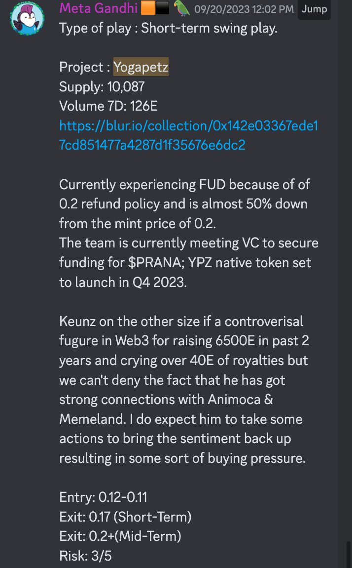 MetaGandhi_'s tweet photo. Looking for projects that have a catalyst in coming months is the best risk/reward play. Covered @Yogapetz with conviction when they were 50% down from the mint price.  

Still holding on my Petz. I see them 1E as we inch closer to $Prana

Giving some $Prana points which can be worth 30$ to 150$. You know the drill.