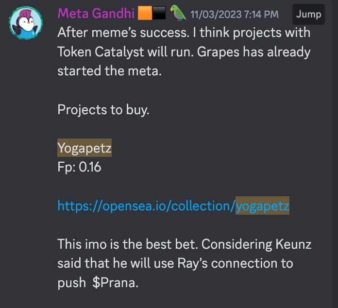 MetaGandhi_'s tweet photo. Looking for projects that have a catalyst in coming months is the best risk/reward play. Covered @Yogapetz with conviction when they were 50% down from the mint price.  

Still holding on my Petz. I see them 1E as we inch closer to $Prana

Giving some $Prana points which can be worth 30$ to 150$. You know the drill.