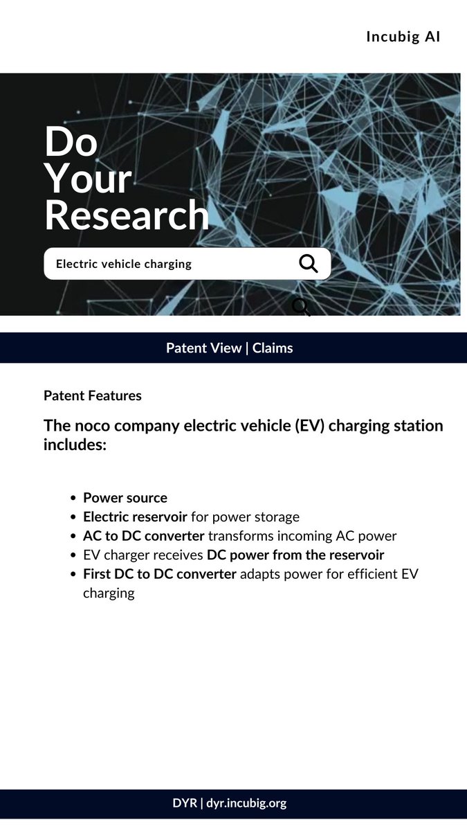 IncubigAI's tweet image. This #inventive electric vehicle (#EV) charging station includes:

1. Power source
2. Reservoir for #powerstorage
3. #AC to #DC converter
4. #EVcharger receives DC power from the reservoir
5. DC to DC converter adapts power for efficient EV charging

@elonmusk @Tesla @Toyota