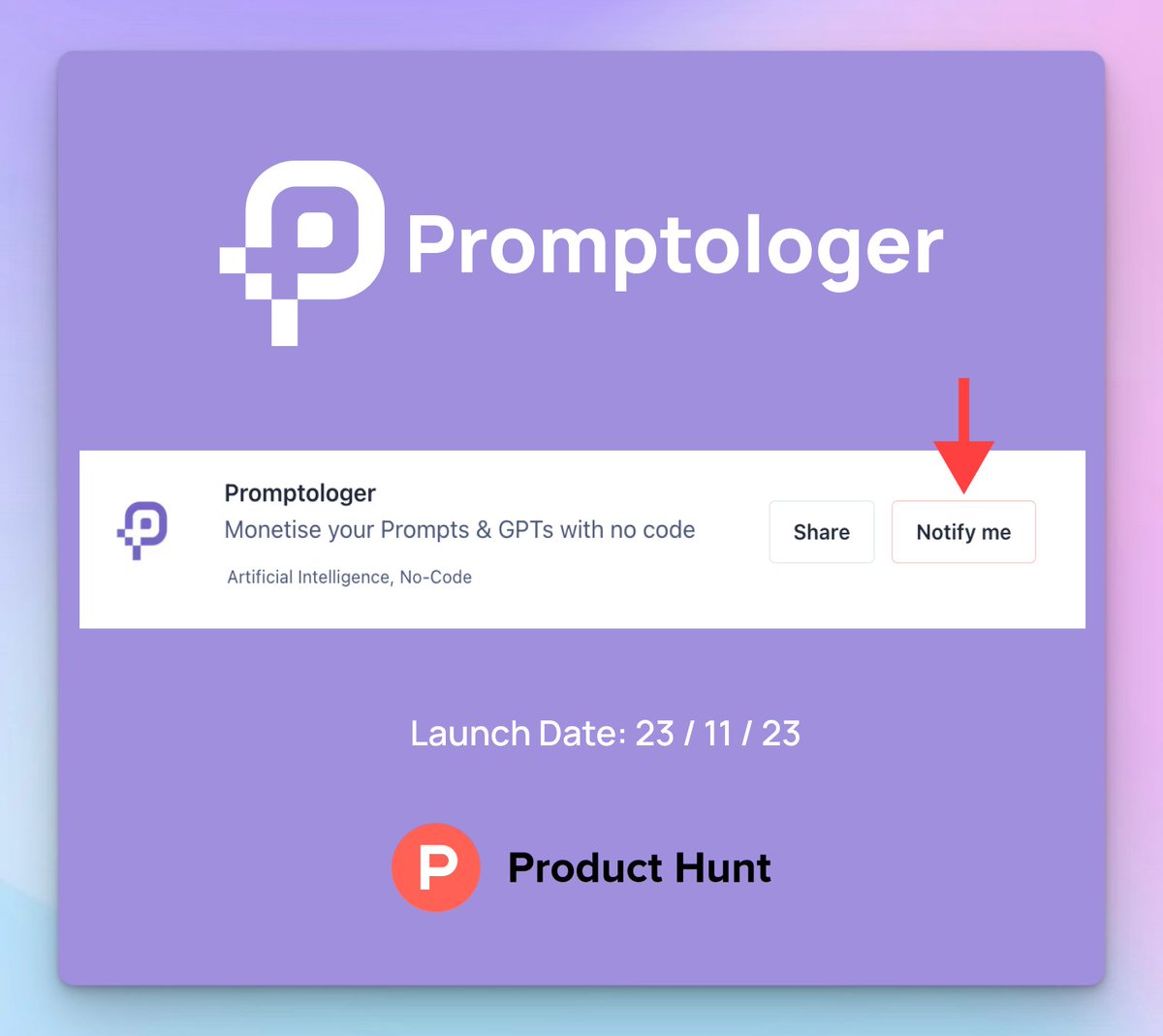 Click here to get notified of our #ProductHunt launch tomorrow! 

producthunt.com/products/promp…

#GPTs #GPTStore #ChatGPT4