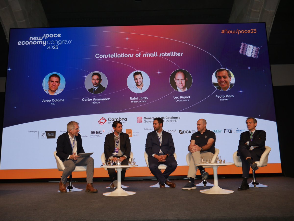 Open_Cosmos's tweet photo. Open Cosmos is at #NewSpace23 today.
Our CEO @RafelJorda shared the work done to build the #OpenConstellation in a panel lead by
@IEEC_space and with friends from @telespazio,
@ClearSpaceToday and @Hispasat. https://t.co/Ou9lgXjuDp