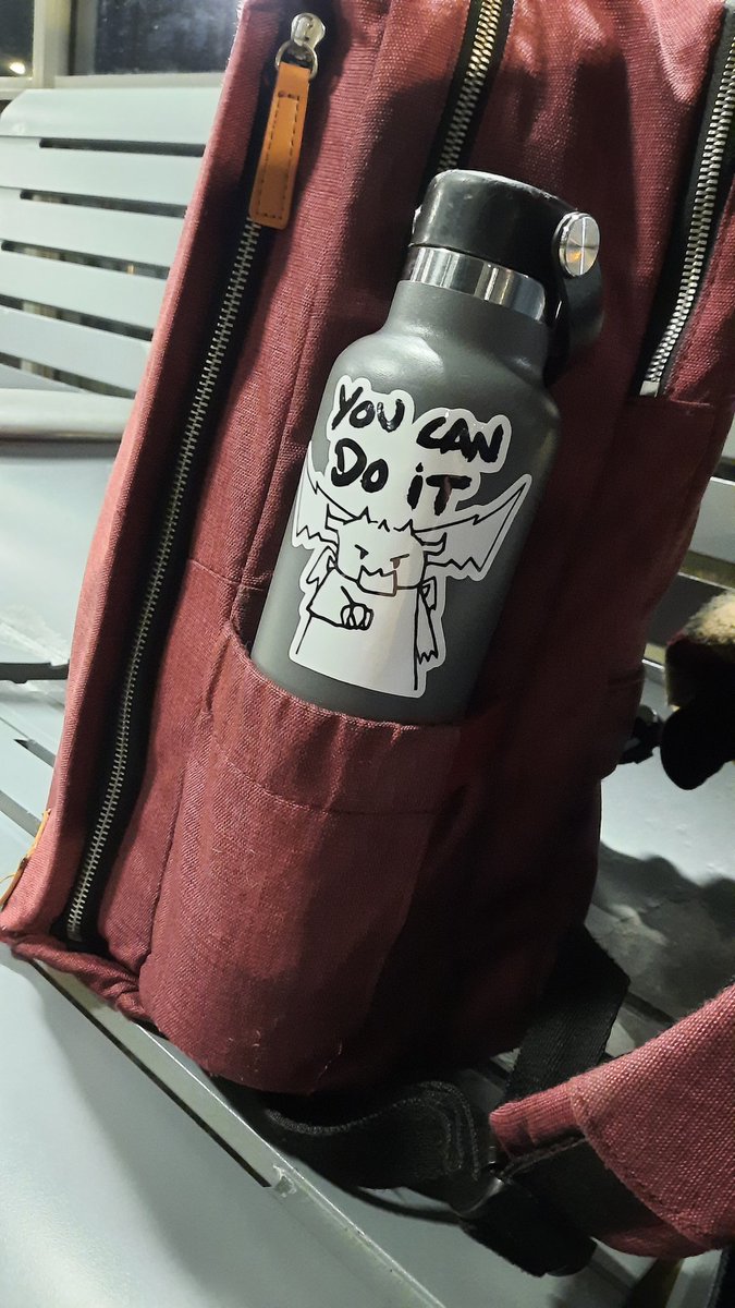 Received my stickers from <a href="/LennaPo/">The Lion Po ⚔️ @lennapo.bsky.social</a> today!
I'm going on a trip and am very stressed about the way to go there so I took this encouraging Carl with me!
Thanks Lenna!

#WarriorNun #SaveOURWarriorNun