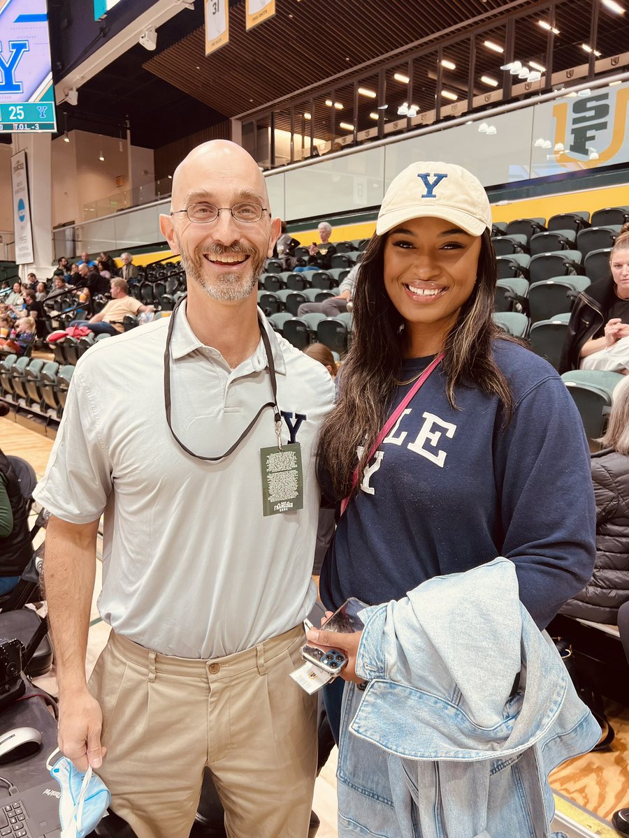 itszenakeita's tweet photo. Got to see the baby Bulldogs in action against USF with some senior Bulldogs yesterday 😊🥰💙 

Also got to see @SamRubin, the man who gave me my very FIRST job in sports broadcasting my freshman yr as a PxP Volleyball Announcer Always grateful to him

#yalealum #ywbb #boolaboola https://t.co/tLSp0ouDZ5