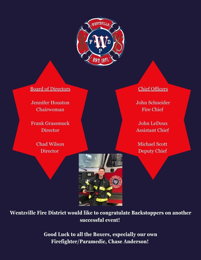 WentzvilleFire's tweet photo. Good luck to all the boxers tonight at Backstoppers Guns & Hoses! 🥊🚒 We hope everyone has a fun and safe time if you're heading downtown! And a special shout out to our own Chase Anderson, we know you've got this! 💪 #GunsAndHoses #Wproud https://t.co/STAFsxzssg