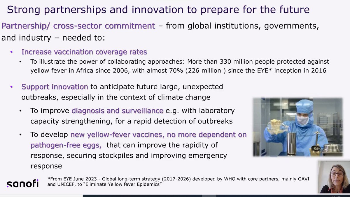 ISNTD_Press's tweet photo. #ISNTDClimate: Anabelle Monnet @sanofi highlights the resurgence of #yellowfever & explosive outbreaks in the last 6 years despite the availability of preventive measures such as a vaccine. #Climate change introduces #mosquitoes to new temperate areas or with low immunity to YF https://t.co/0420K1HCc2