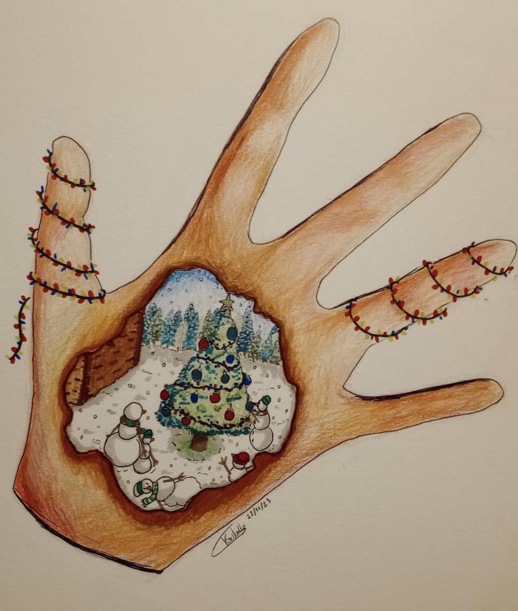 My 12yr old daughter’s entry for this year’s Christmas card competition at her school. I’m so proud of her. She won last year. Fingers crossed for this one, although I think we overdid the horror film binges this Halloween 😄
