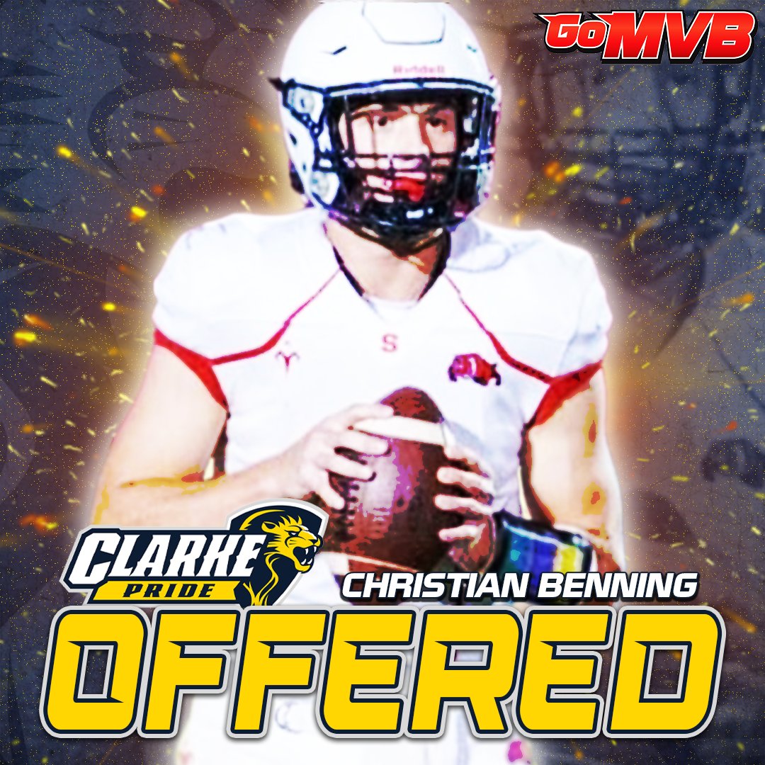 GoMVB's tweet photo. It's Official! Christian Benning has received an official offer from Clarke University!
'24 QB
Streator HS, IL
More Info: https://t.co/ItJzZLxpnv
Follow: @Christianb80525

#gomvb #athlete #hsfootball #offer https://t.co/6H2EtXfr1b
