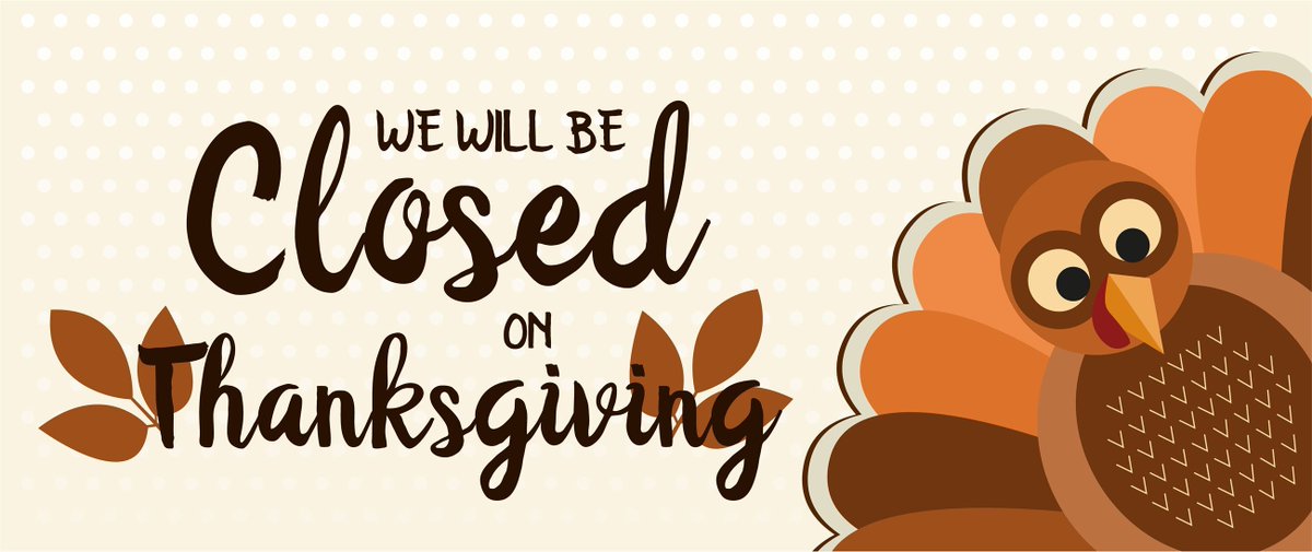 FarmCPAFirm's tweet photo. As a reminder our office will be closed Thursday (11/23) and Friday (11/24) for Thanksgiving. We will see you all on Monday! https://t.co/hdN0cvfKbu