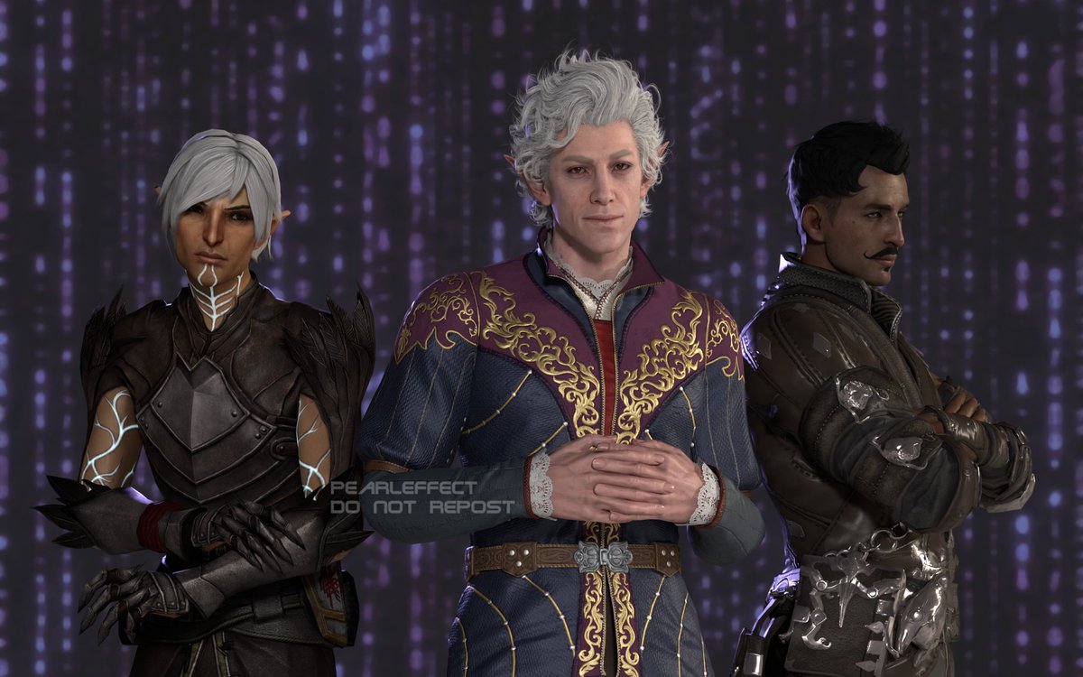 pearl_effect's tweet photo. f + d 

#fenris #astarion #dorianpavus #dragonage #bg3 #blender3d https://t.co/tY7walXxOK
