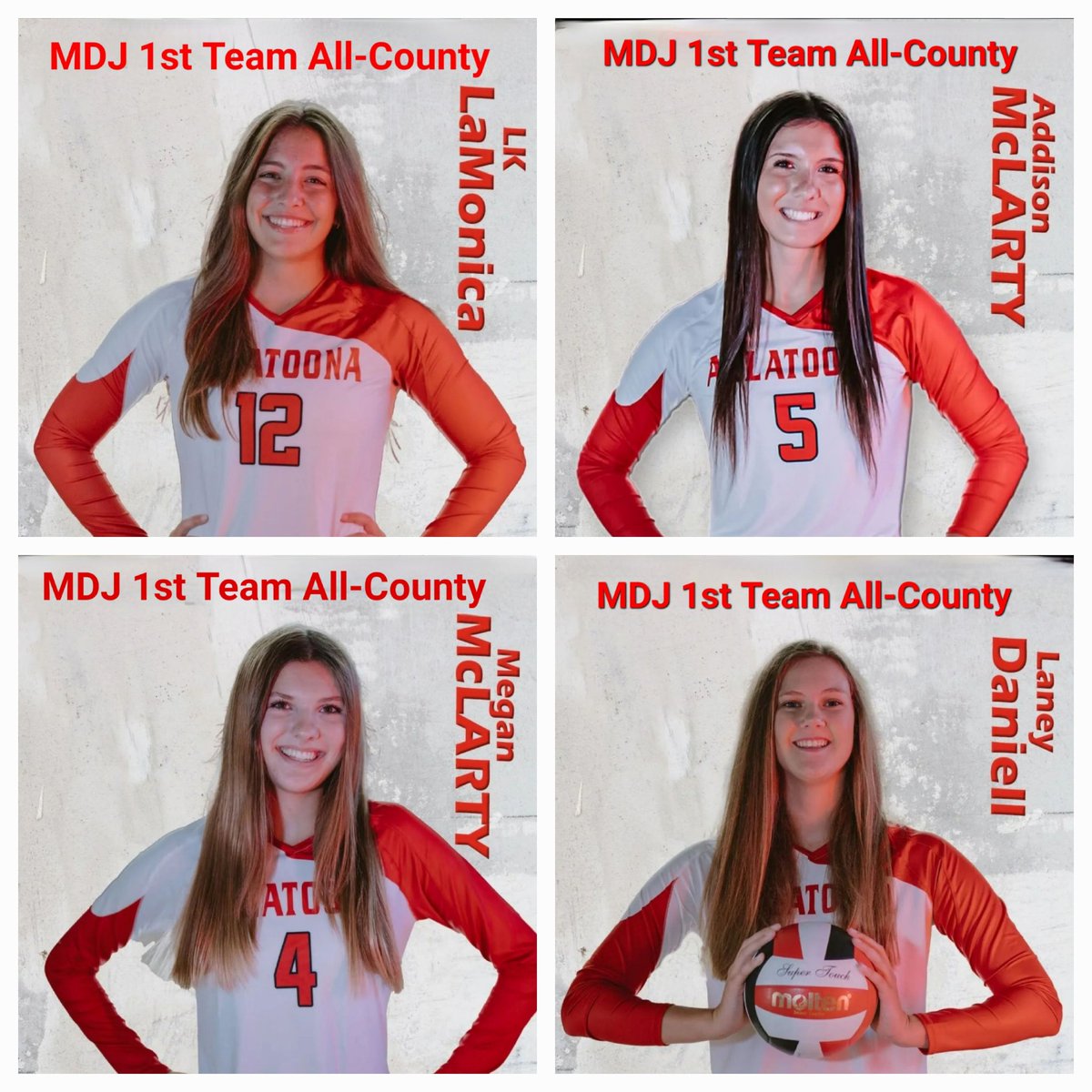 AllatoonaVB's tweet image. Congratulations to four of our @AllatoonaVB players that made the @mdjonline 1st Team All-County! Congrats to @MclartyAddison, @LK_LaMonica, @lkdaniell06, &amp;amp; @mclarty_megan.  Go Bucs!
@toona_athletics 
@CCSD_AD 
@GVCA10 
@OfficialGHSA 
#anchoredinexcellence
