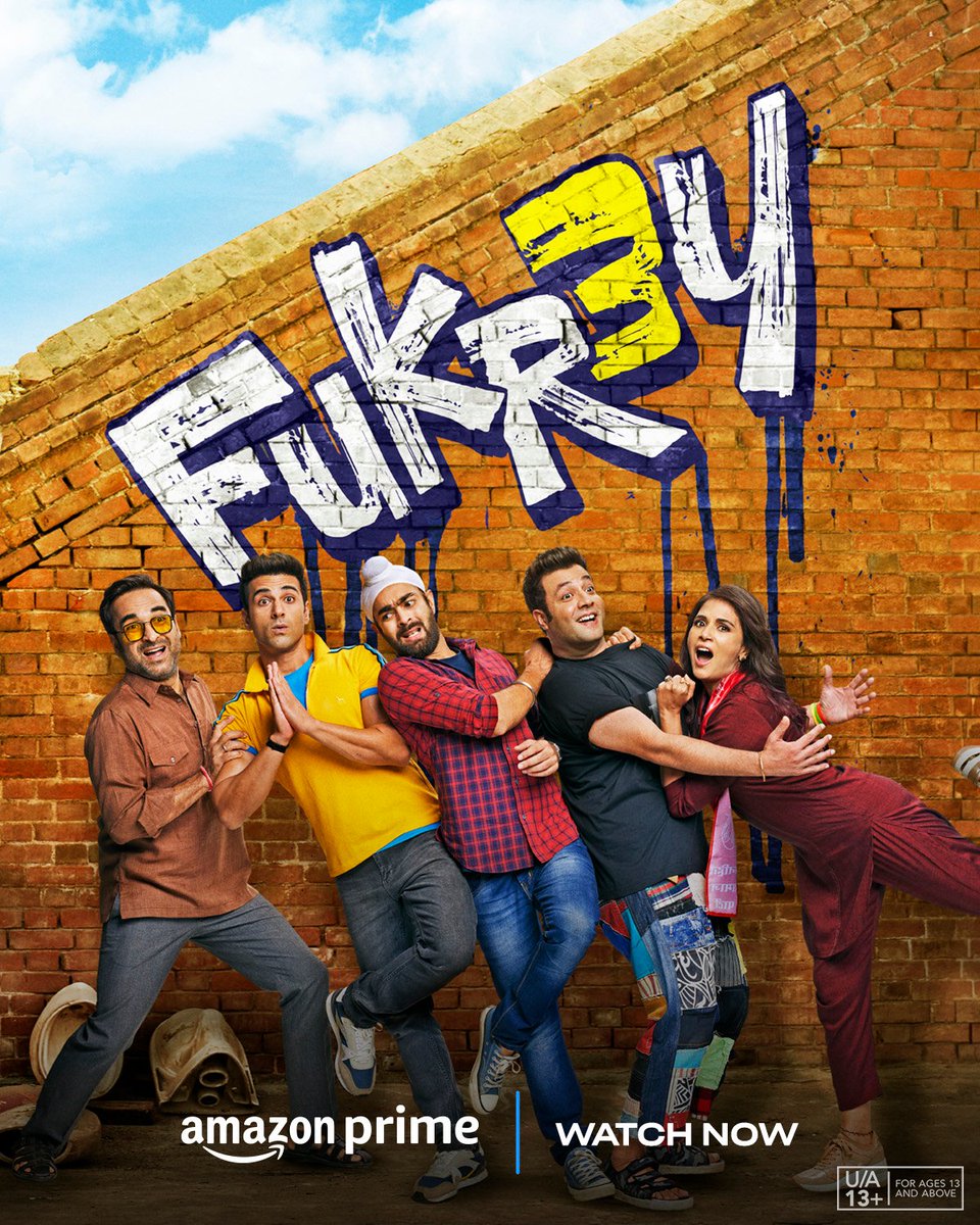 Hindi film #Fukrey3 is now streaming on Amazon Prime.