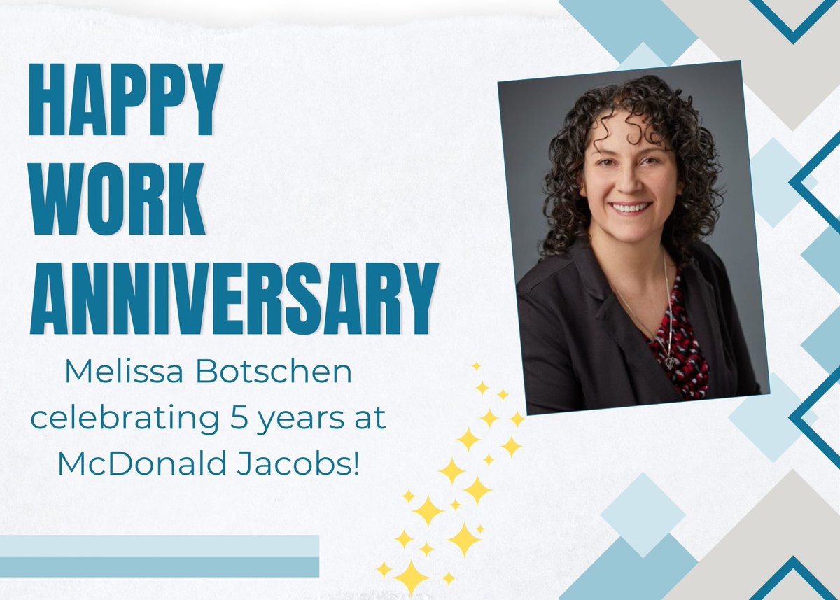 ✨ Please join us in congratulating Melissa Botschen on her 5 year work anniversary at McDonald Jacobs! #workanniversary #thankyou