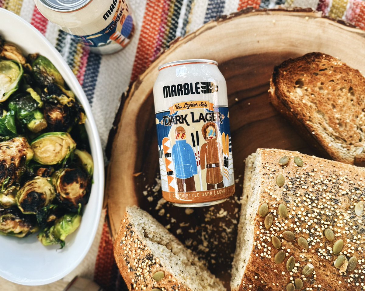 Our new Dark Lager is made with toasted malt, making it the perfect beer to sip on while eating roasted vegetables, toasted whole grain bread, and sitting around the fire place! 🔥🥬🥖

Grab it in cans wherever you buy Marble. Your holiday spread won’t be complete without it! 🦃