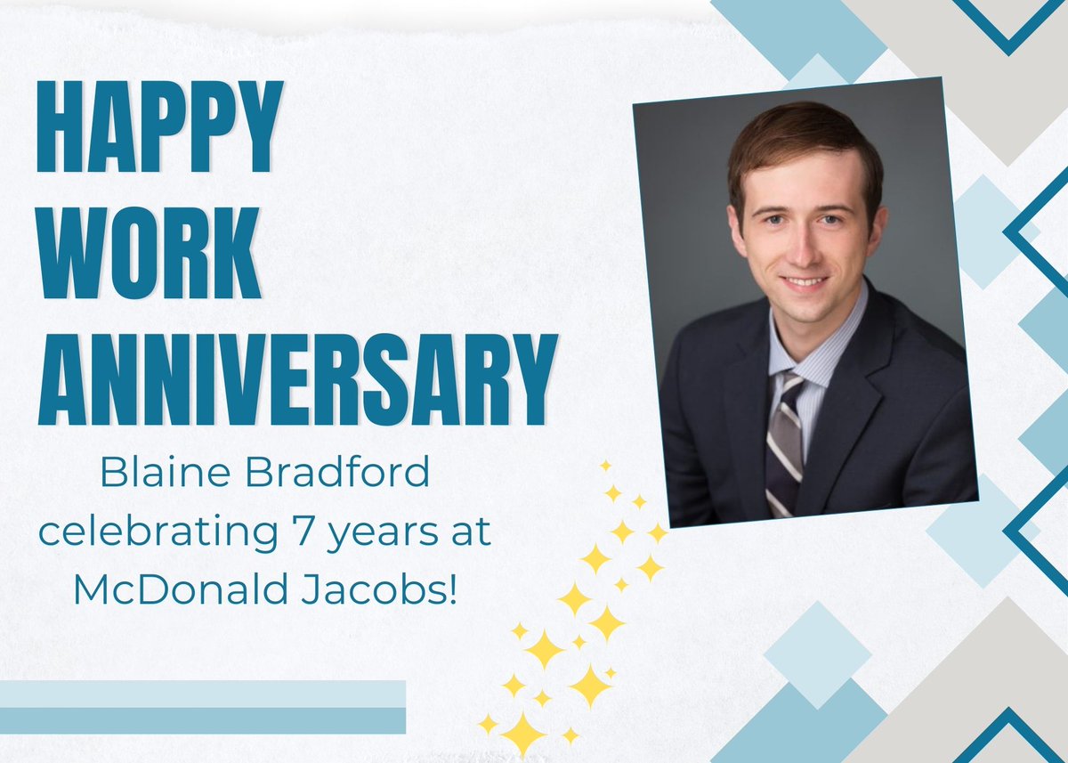 ✨ Please join us in congratulating Blaine Bradford on his 7 year work anniversary at McDonald Jacobs! #workanniversary #thankyou