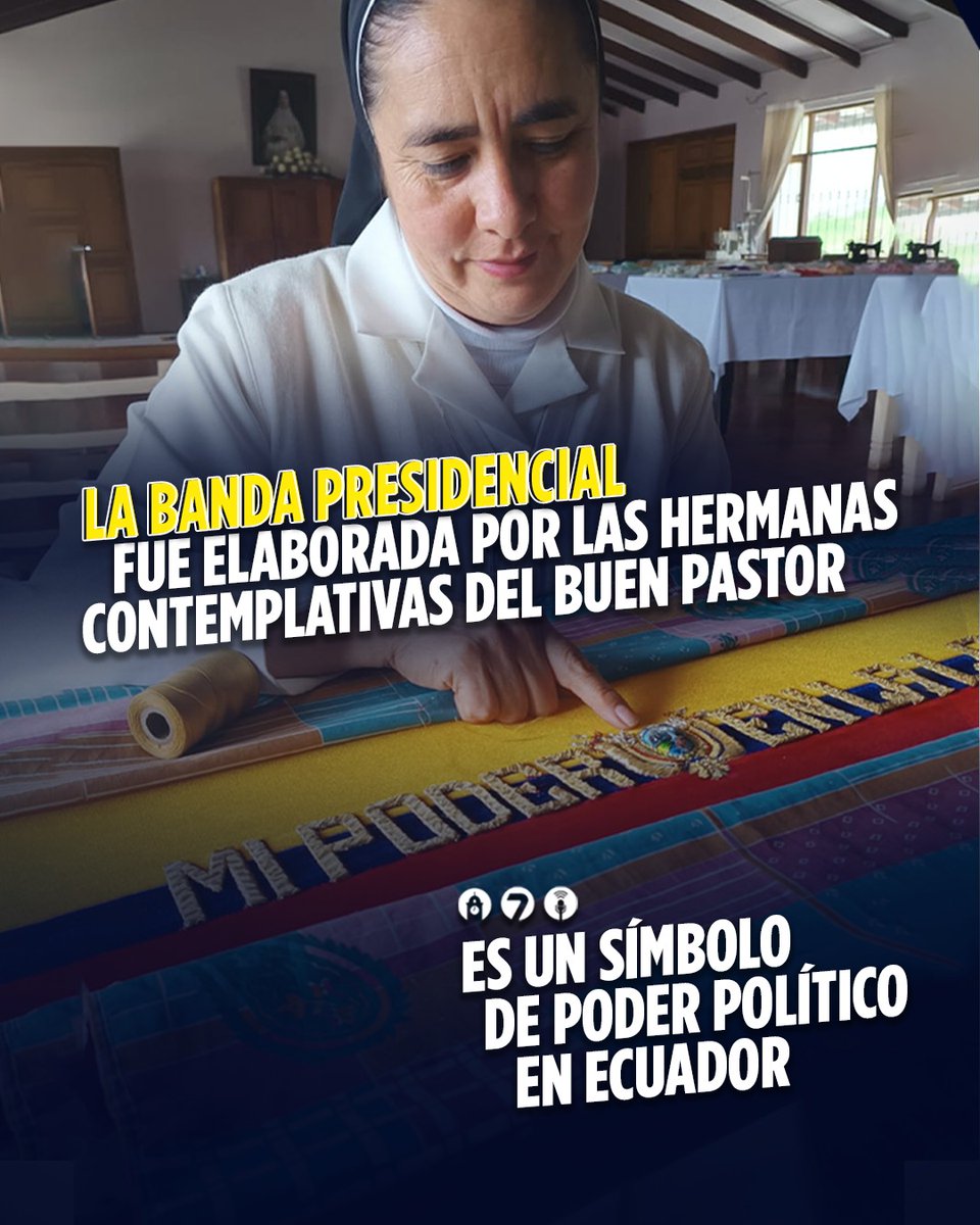 el_telegrafo's tweet photo. #Actualidad | Las Hermanas Contemplativas del Buen Pastor cuentan detalles sobre la confección de la banda del presidente Daniel Noboa. #LéaloenET: https://t.co/66D41xCgyB https://t.co/Mi6ubcBun9