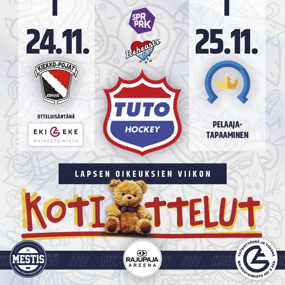 Meillä olisi Turussa jääkiekkoa tarjolla viikonloppuna. Luvassa on lapsen oikeuksien viikon kunniaksi erityisen paljon erilaista touhua nuoremmalle väelle! ☺️

Perjantain ottelu vihelletään käyntiin kello 18:30 ja lauantain jo kello 17:00. 👏🏼