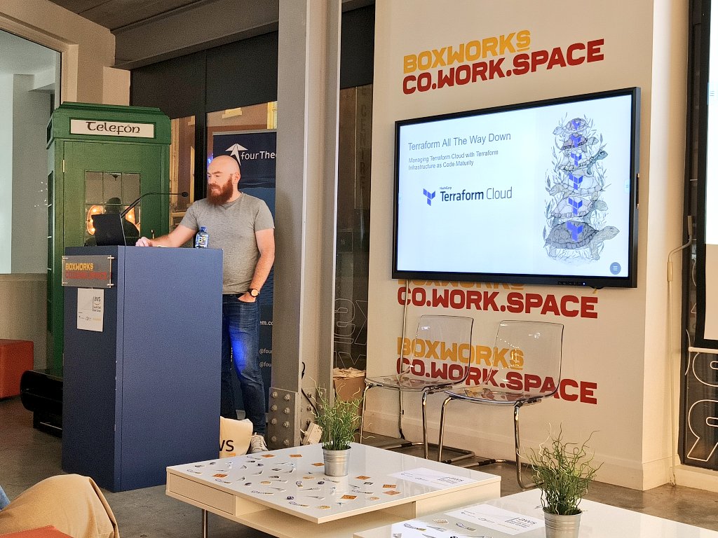 Conor is kicking off a new chapter of the #AWS User Group South East in Waterford, talking about #terraform... and turtles 🐢🐢🐢