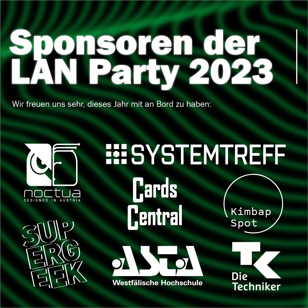 Whoa! Wir freuen uns sehr, so viele Sponsoren für die LAN Party 2023 bei uns willkommen zu heißen!🥳