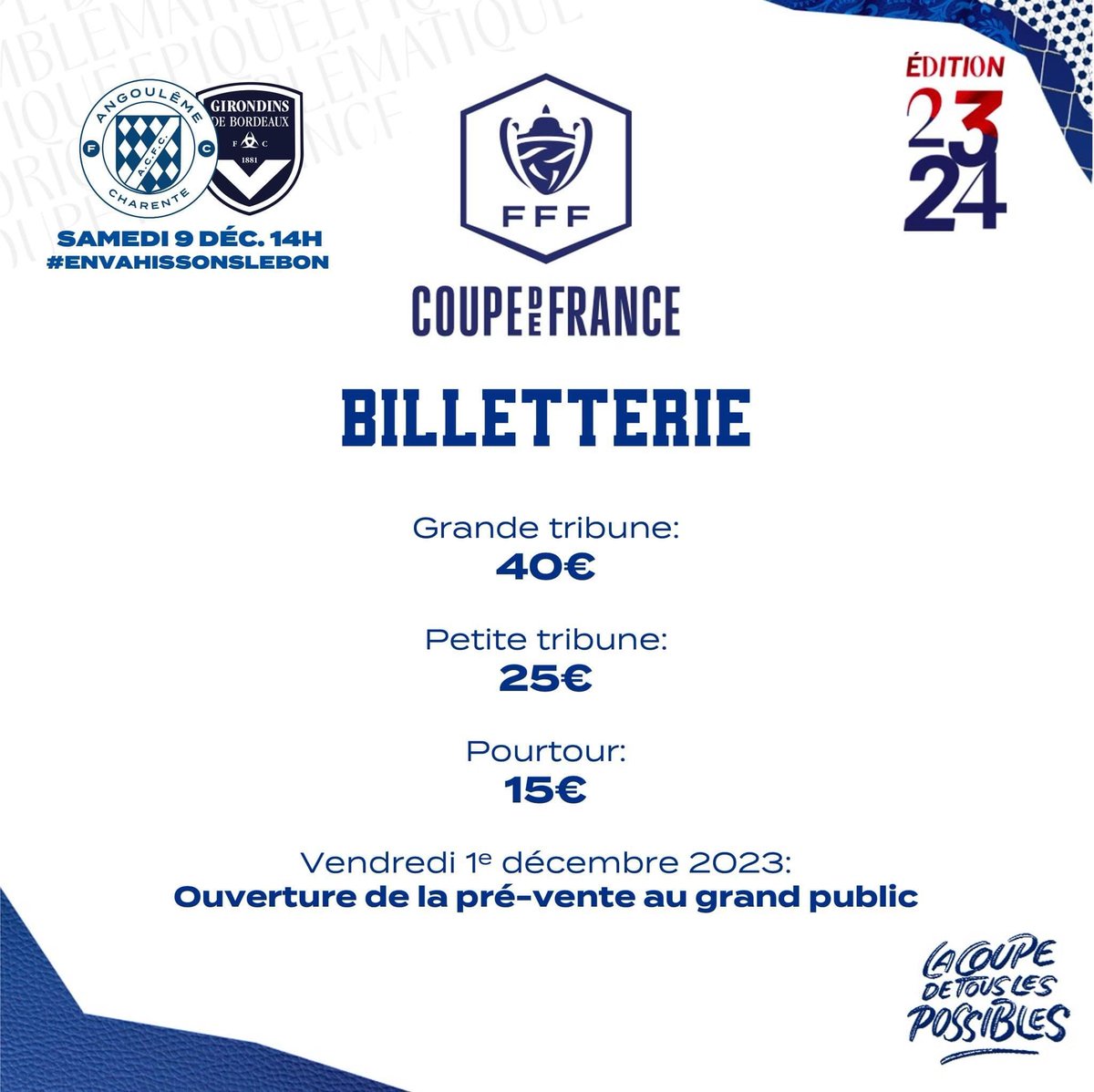 clappingmedia's tweet photo. Les tarifs hallucinants mis en place par le club d'Angoulême pour la réception de Bordeaux lors du 8e tour de coupe de France. 🤯 https://t.co/EN7Jh3w9yt