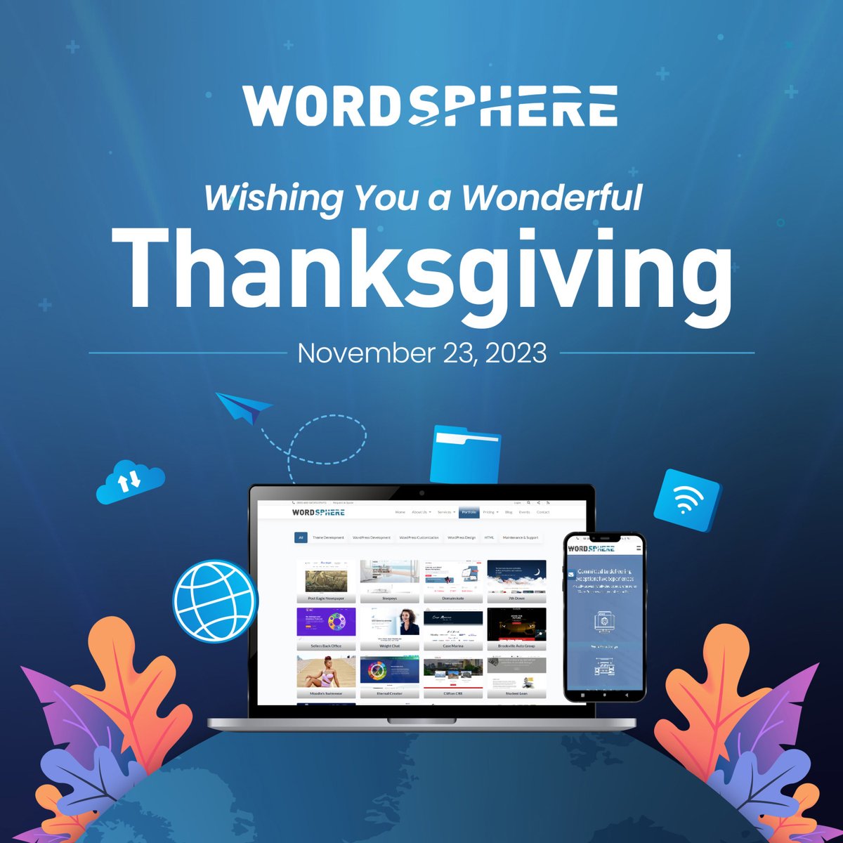 wordsphereinc's tweet photo. As Thanksgiving nears, we extend thanks for your trust and collaboration. enjoy a 20% discount on our services. We look forward to success in your web development and software solutions. Thank you for being our valued partner. Wishing you a joyous and grateful holiday season!🍁🦃 https://t.co/Y2jts5xeFt