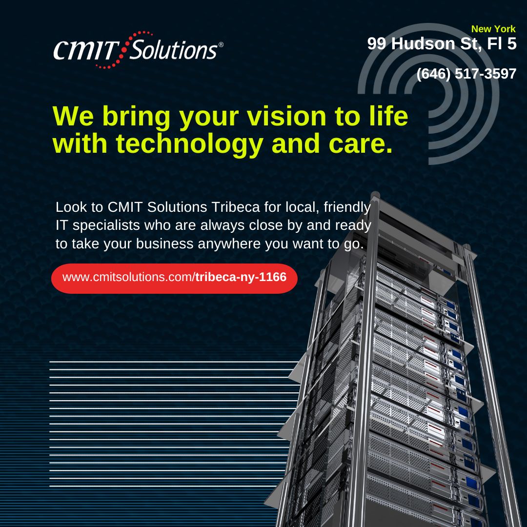 CMITofTribeca's tweet image. Turn to CMIT Solutions Tribeca for local, friendly IT specialists always ready to take your business to new heights. With a team that&apos;s close by and committed to your success, your journey to tech excellence starts here! 💻🚀 #CMITSolutions #LocalTechSupport #BusinessGrowth