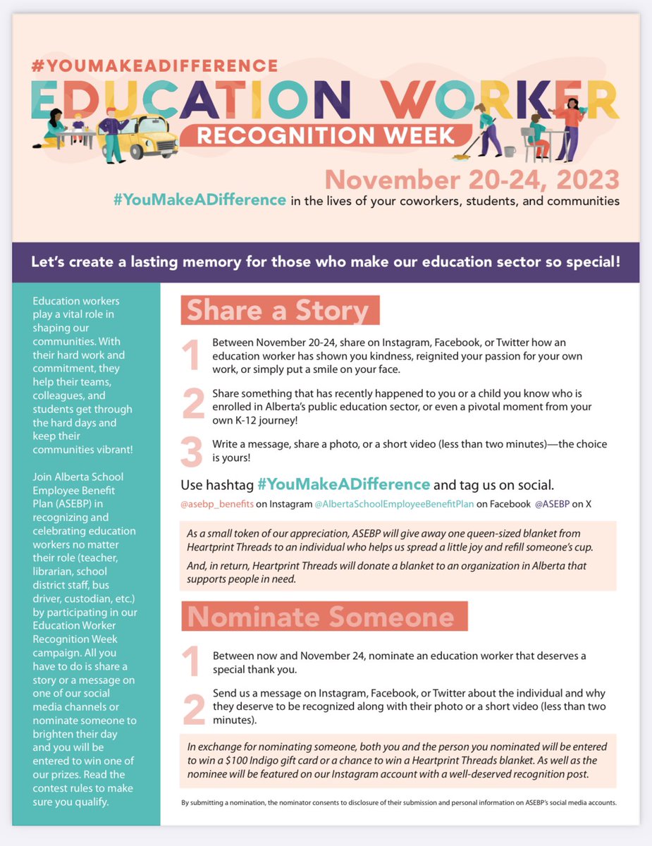 Share a story or nominate someone during Education Worker Recognition Week Nov 20-24 #gpcsd @gpcsd #asebp @ASEBP #YOUMAKEADIFFERENCE Find out how at: bit.ly/40NXocs