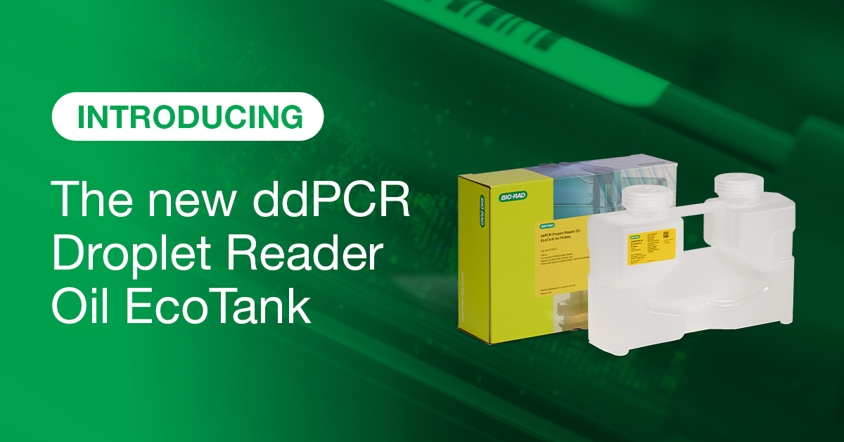 Your #ddPCR workflow can be greener in more ways than one. 🌱💰 

The new Droplet Reader Oil EcoTank separates waste from droplet reader oil so it can be recirculated for another cycle, making your research more cost-effective &amp; #Sustainable! 

Learn more: ow.ly/IYsM50Q9vV5