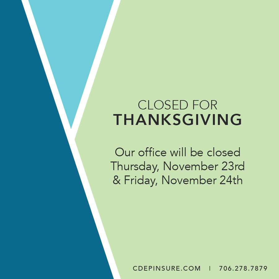 CdepInsurance's tweet image. Please note: The CDEP offices will be closed Thursday, November 23rd &amp;amp; Friday, November 24th, for the Thanksgiving holiday.
