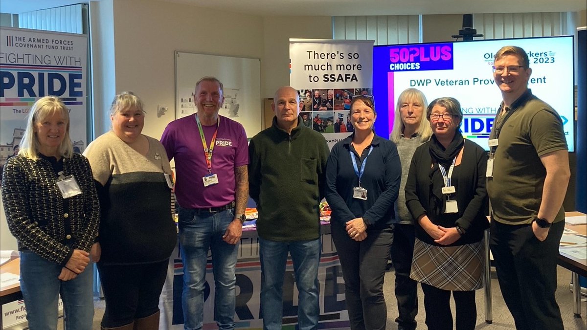 Jan Haining (@janhdwp) on Twitter photo Excellent #Veteranssupport event in #Aberdeen 👏
<a href="/DWPgovuk/">Department for Work and Pensions</a> Armed Forces Champions collaborated with <a href="/SSAFA/">SSAFA</a>, <a href="/CitAdviceScot/">Citizens Advice Scotland</a>, <a href="/VHScotland/">Veterans Housing Scotland</a> and <a href="/fightingwpride/">Fighting With Pride</a> to showcase #ArmedForcessupport available.
If you are a Veteran, get in touch: scotland.armedforceschampions@dwp.gov.uk Excellent #Veteranssupport event in #Aberdeen 👏
<a href="/DWPgovuk/">Department for Work and Pensions</a> Armed Forces Champions collaborated with <a href="/SSAFA/">SSAFA</a>, <a href="/CitAdviceScot/">Citizens Advice Scotland</a>, <a href="/VHScotland/">Veterans Housing Scotland</a> and <a href="/fightingwpride/">Fighting With Pride</a> to showcase #ArmedForcessupport available.
If you are a Veteran, get in touch: scotland.armedforceschampions@dwp.gov.uk