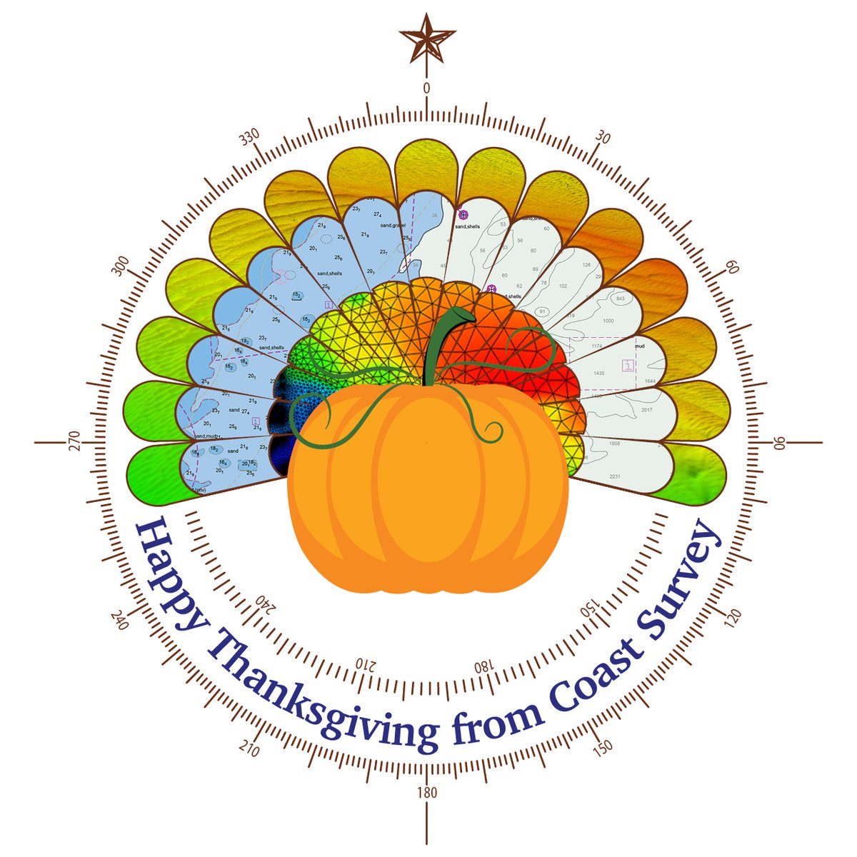 Cardinal directions🐦or . . . turkey directions 🦃? Bird jokes (and dad jokes) aside, we at Coast Survey are wishing you a very happy Thanksgiving holiday. #happythanksgiving2023 #Thanksgiving