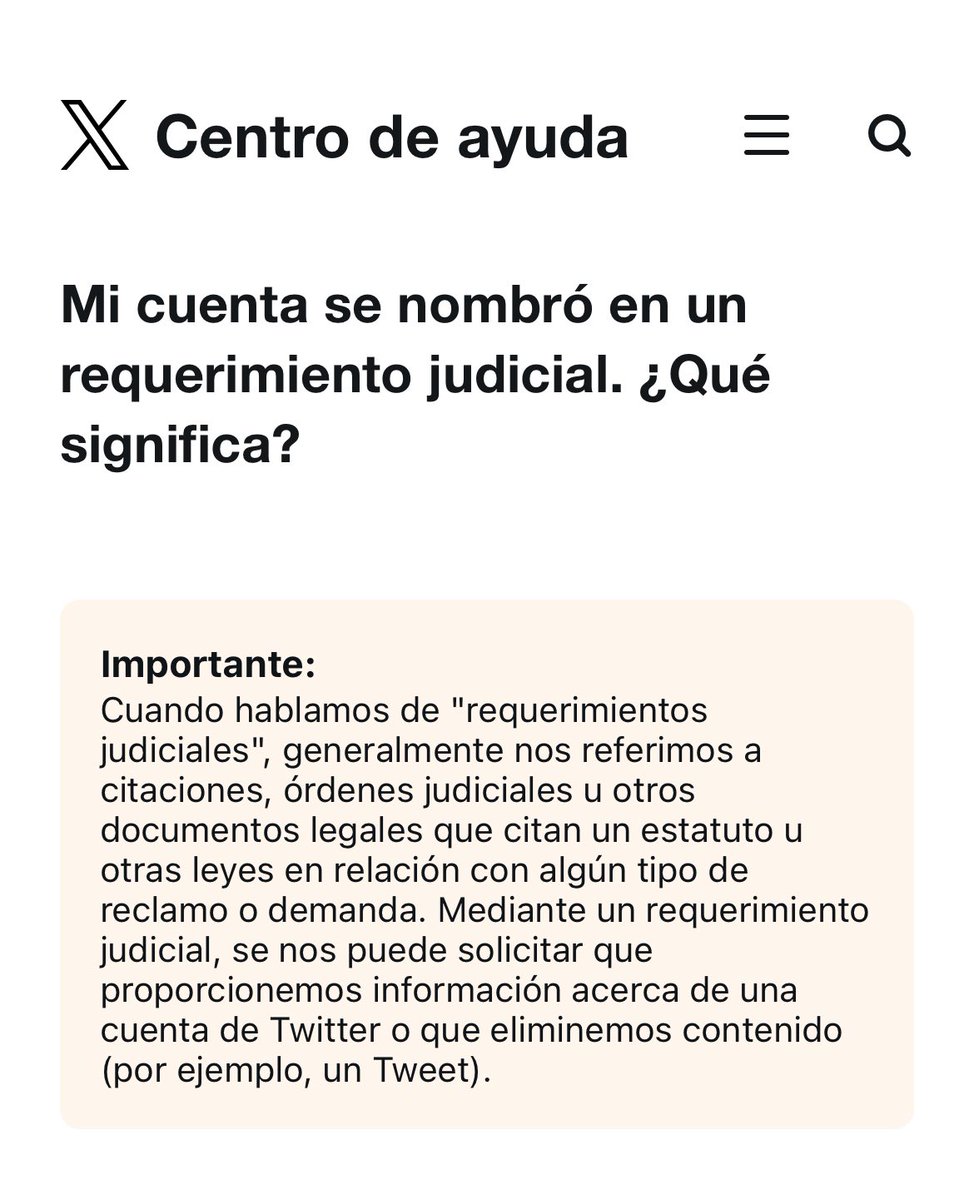 EstuardoSC's tweet photo. 🧵 Twitter sí tiene un procedimiento para requerimientos judiciales y lo resumo así: 

1. Proceso de presentación
Se envían los requerimientos una autoridad (La solicitud que se hizo publica ayer).

2. Revisión preliminar (ojo con esto)
Twitter procede a revisar la cuenta o post denunciados para determinar si el requerimiento intenta restringir o silenciar la libertad de expresión, si plantea algún otro problema en relación con las políticas de Twitter (p. ej., cuentas de periodistas, cuentas verificadas o cuentas que contengan discursos políticos). 

En este punto, evidentemente son cuentas de medios de comunicación, periodista y política QEPD.

3. Notificación al usuario
Twitter notifica al usuario, a menos que la solicitud de la autoridad vaya acompañada de una orden de confidencialidad (En la solicitud del juez hay una línea que solicita no notificar a los usuarios).

4. Respuesta de Twitter

Twitter puede presentar objeciones con respecto a los requerimientos que son legalmente defectuosos o demasiado amplios, o que parezcan inadmisibles en la forma en que restringen la libre expresión.

https://t.co/OuWjuH9UD0.