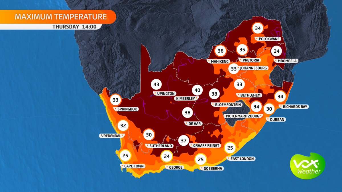 VoxWeatherZa's tweet photo. WEATHER MAPS and WARNINGS for this THURSDAY – 23 November 2023

⚠️WARNINGS issued by SAWS⚠️
🟡Yellow L2: Severe Thunderstorm over parts of the Free State, north-eastern parts of the Northern Cape and the western parts of the North-West.

Meteorologist Annette Botha LIVE at 6pm https://t.co/K10MThbTta