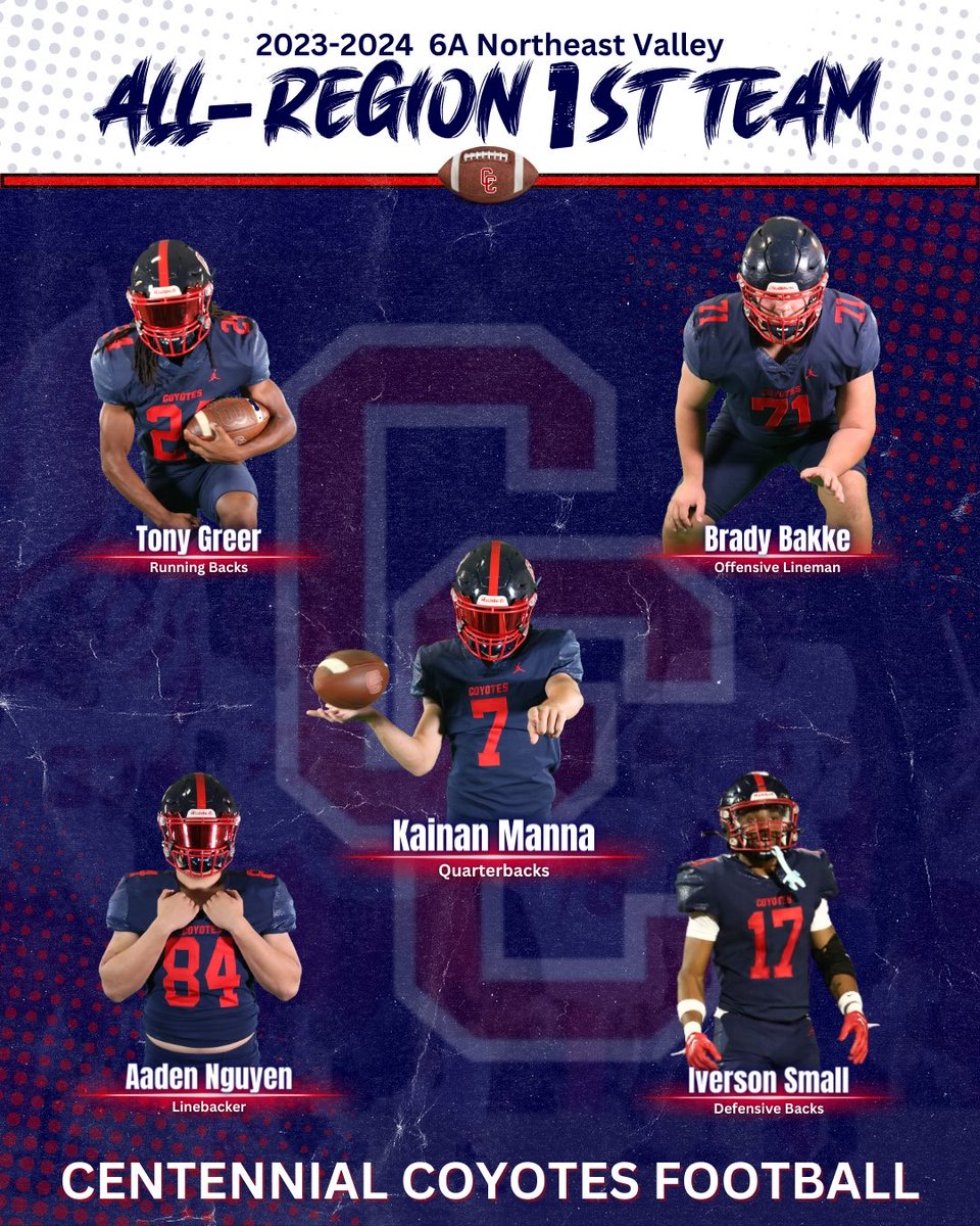 Cehsfootball's tweet photo. Congratulations to our COYOTE All region selections! https://t.co/WzwCMb41Sb