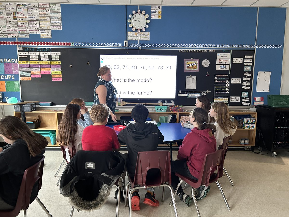 MacjanetJay's tweet image. Working on mean, median, mode using technology and Tools and Representations. Ms. Walters is today’s math influencer! Discovering math with her grade 6 students! Hearing the Grizzly growl!