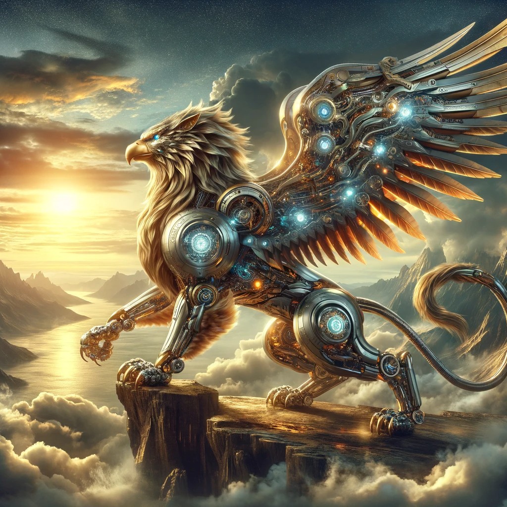 AI_Made_Artwork's tweet photo. Robotic griffin, a majestic fusion of lion and eagle, ruling over land and sky with technological splendor. π¦
π¦π
#RoboticGriffin #MythicalTechnology #RegalRobotics #AIConnectNetwork #GoldenMechanics #FantasyMeetsTech #DominionOverElements #EpicTechMythology https://t.co/PSIgqSPKZ5