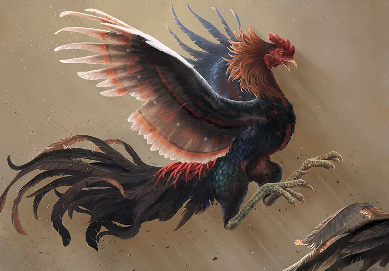 TFiredrake's tweet photo. The rooster strutted through the barnyard, his #coxcomb brilliant in the morning sun. He crowed at the clouds, challenging them to contest his rule.
A shadow slithered from the henhouse: a serpent with feathered wings. Eyes full of venom glared at the gaudy bird.
#vssmagic https://t.co/PstJlSCNhQ