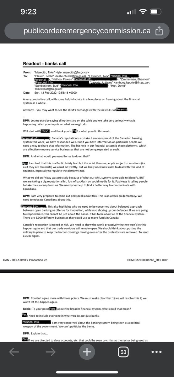 RealChadEros's tweet image. CHRYSTIA FREELAND’S BANK EXEC CONVERSATIONS RE FREEZING PROTESTOR BANK ACCOUNTS, LABELLING AS TERRORISTS FOR FREEZING, USING THE CANADIAN MILITARY, RESTRICTING MONEY MOVEMENT, ETC
February 13, 2022
Deputy Prime Minister - DPM
Minister of Finance - MOF
EMAIL: Subject Readout banks…