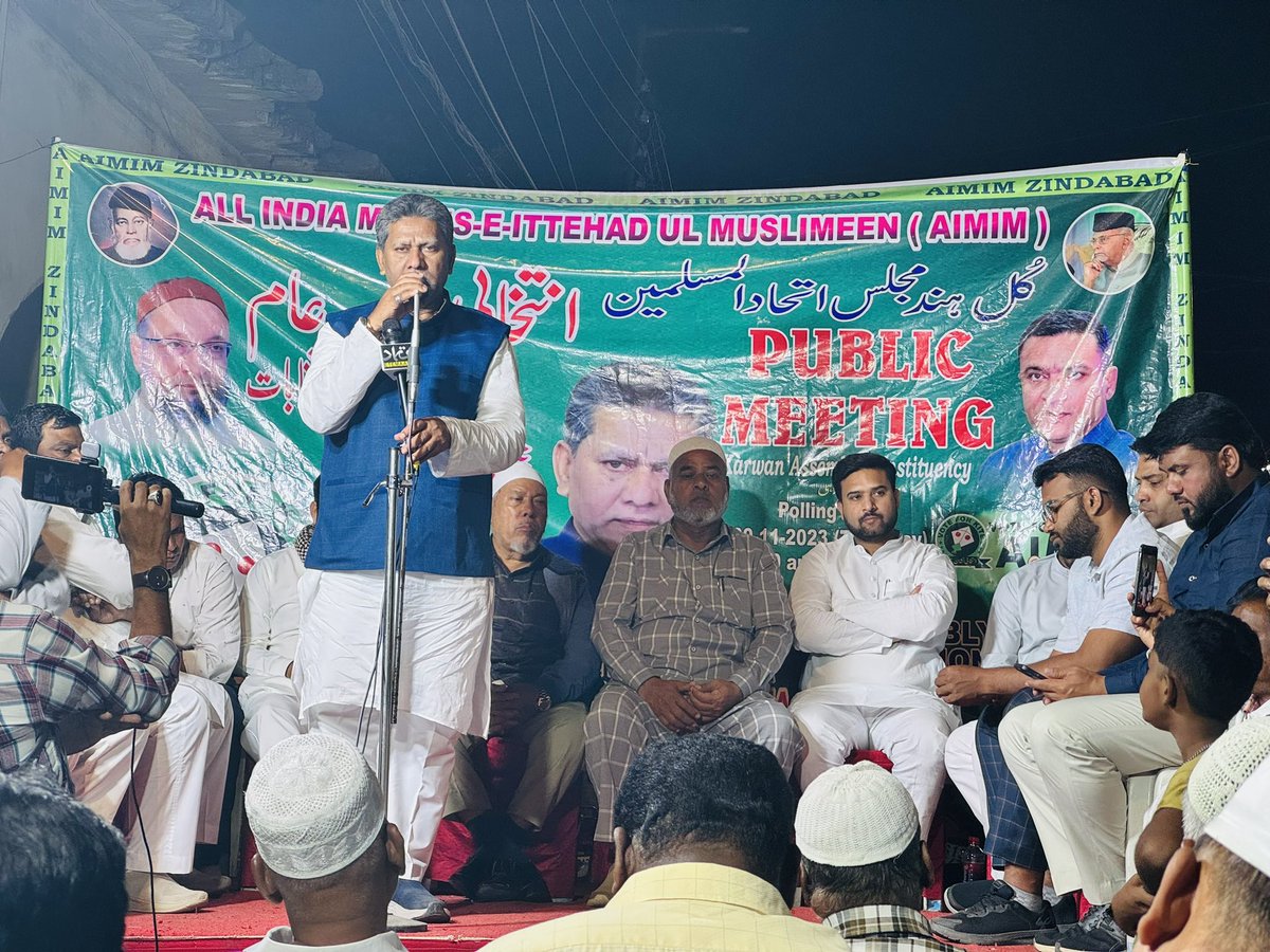 AimimAziz's tweet photo. 🔴LIVE Halqa-e-Assembly Karwan ke Golconda Division mein AIMIM MLA candidate Karwan Janab @kausarmohiuddin Sahab awaam se khitaab
#AIMIM #AsaduddinOwaisi #Owaisi #karwan #Golconda #VoteForKIte #VoteForMIM #VoteForDevelopment #Assemblyelection2023 #MIMagain #publicmeeting #India https://t.co/FgP9RgSDGy