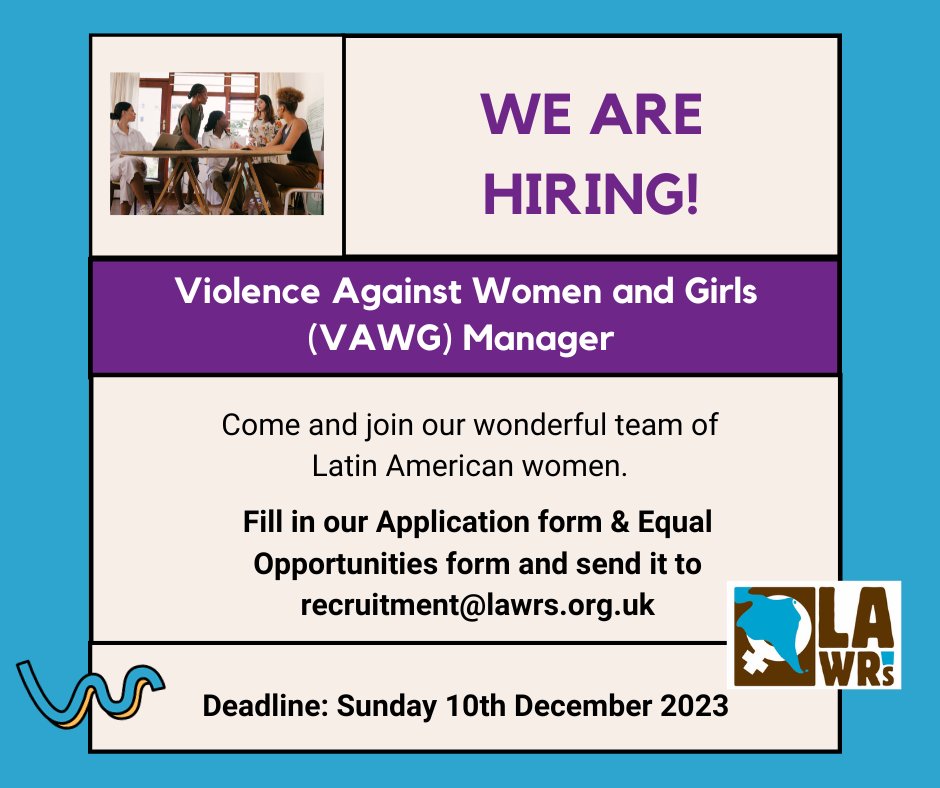 📢 We are recruiting! Come and join our wonderful team of Latin American women: ➡️Violence Against Women and Girls (VAWG) Manager ➡️ Deadline: Sunday 10th December 2023 More information here: charityjob.co.uk/jobs/latin-ame…