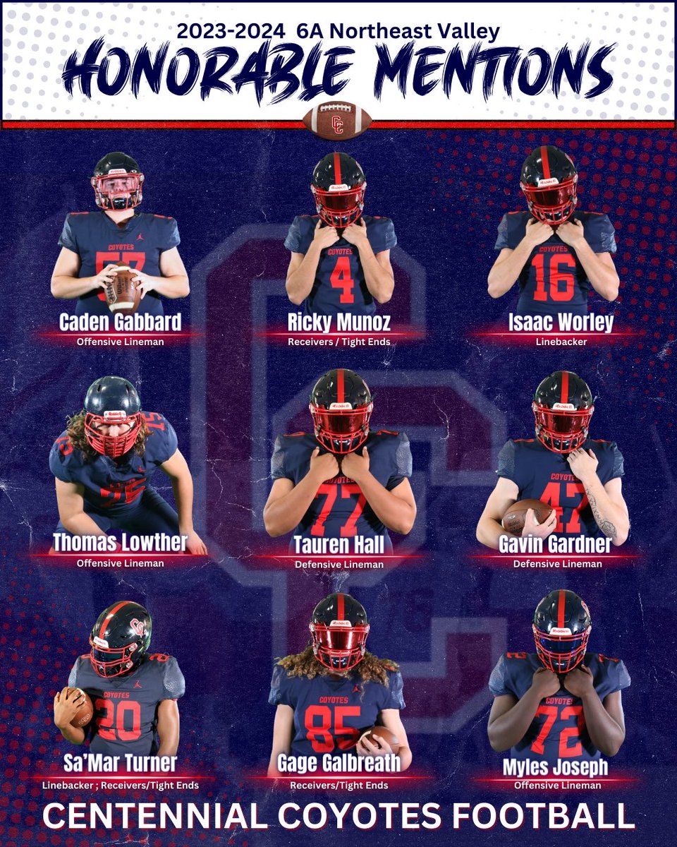 Cehsfootball's tweet photo. Congratulations to our COYOTE Honorable Mention All Region team selections!!! https://t.co/L8Q7LdW6Ng