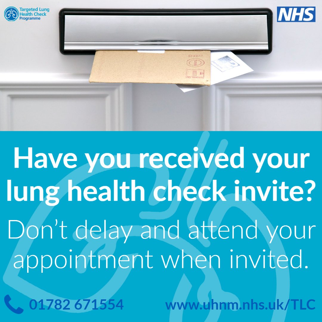 What is a #NHSLungHealthCheck … It's a FREE NHS screening service which invites anyone aged 55 -74 who smoke or have ever smoked and registered with a Staffordshire GP to speak to a specialist respiratory nurse at a convenient time for you and possibly be invited to attend a CT.