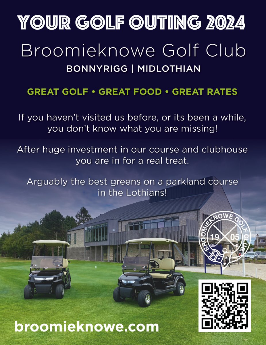 Get in touch to book your 2024 golf outing now!
#golfouting
#broomieknowegolf
#golfscotland
#groupgolf
#lothiangolf
#fastgreens